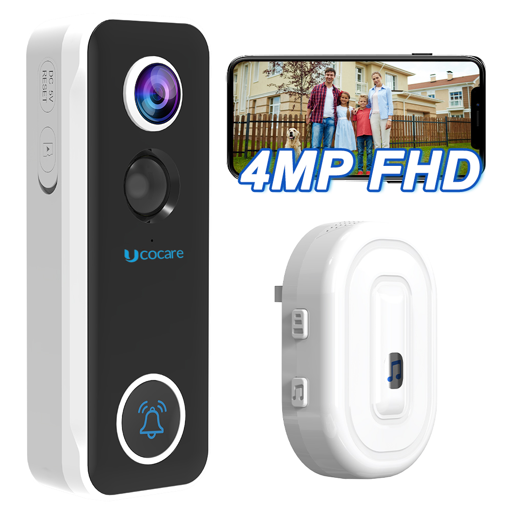 Smart Home Video Doorbell - UCOCARE 4MP Wireless WiFi Video Doorbell
