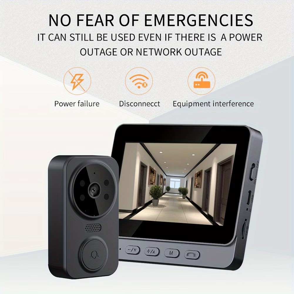 Smart Home Video Doorbell - 4.3'' IPS Screen 2.4G Wireless Video