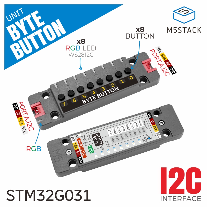 Smart Home Sistem - M5Stack Official Unit ByteButton 8-Channel Tactile