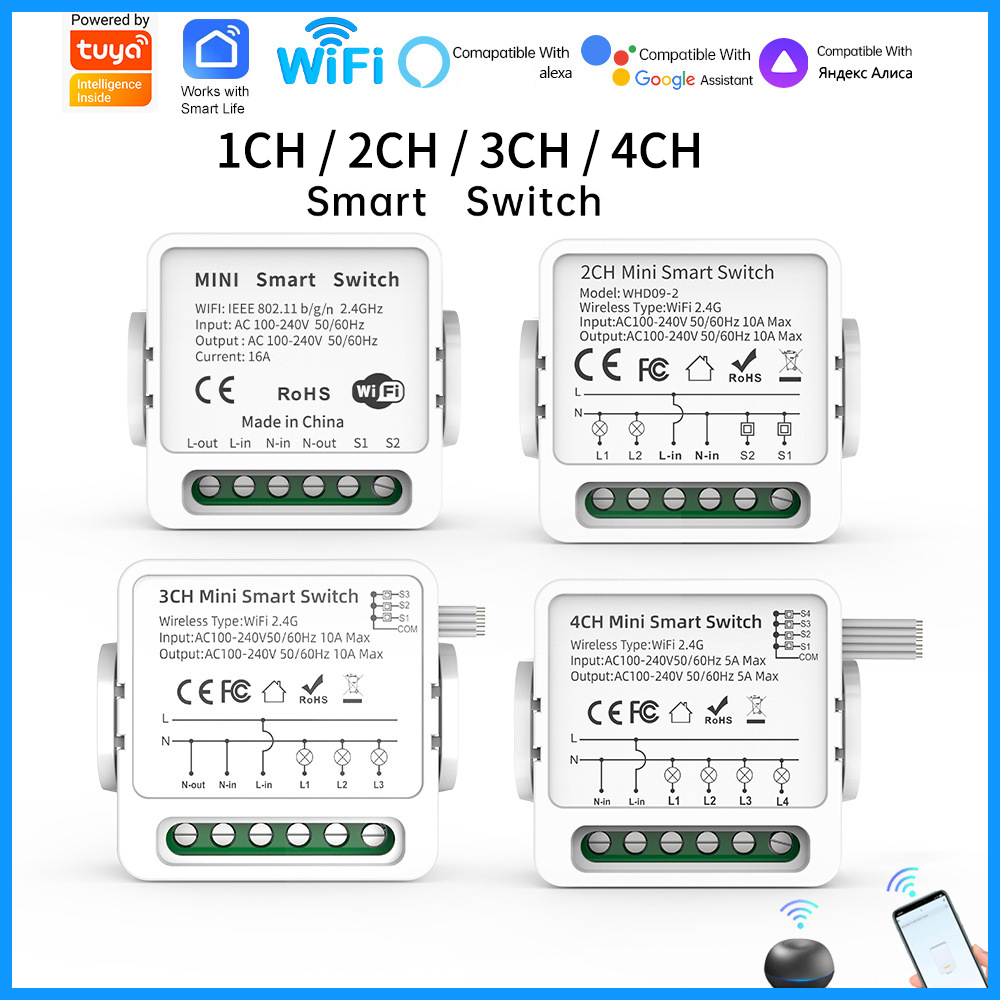 Tuya WiFi Smart Switch 1/2/3/4 - Smart Home Sistem recension och pris