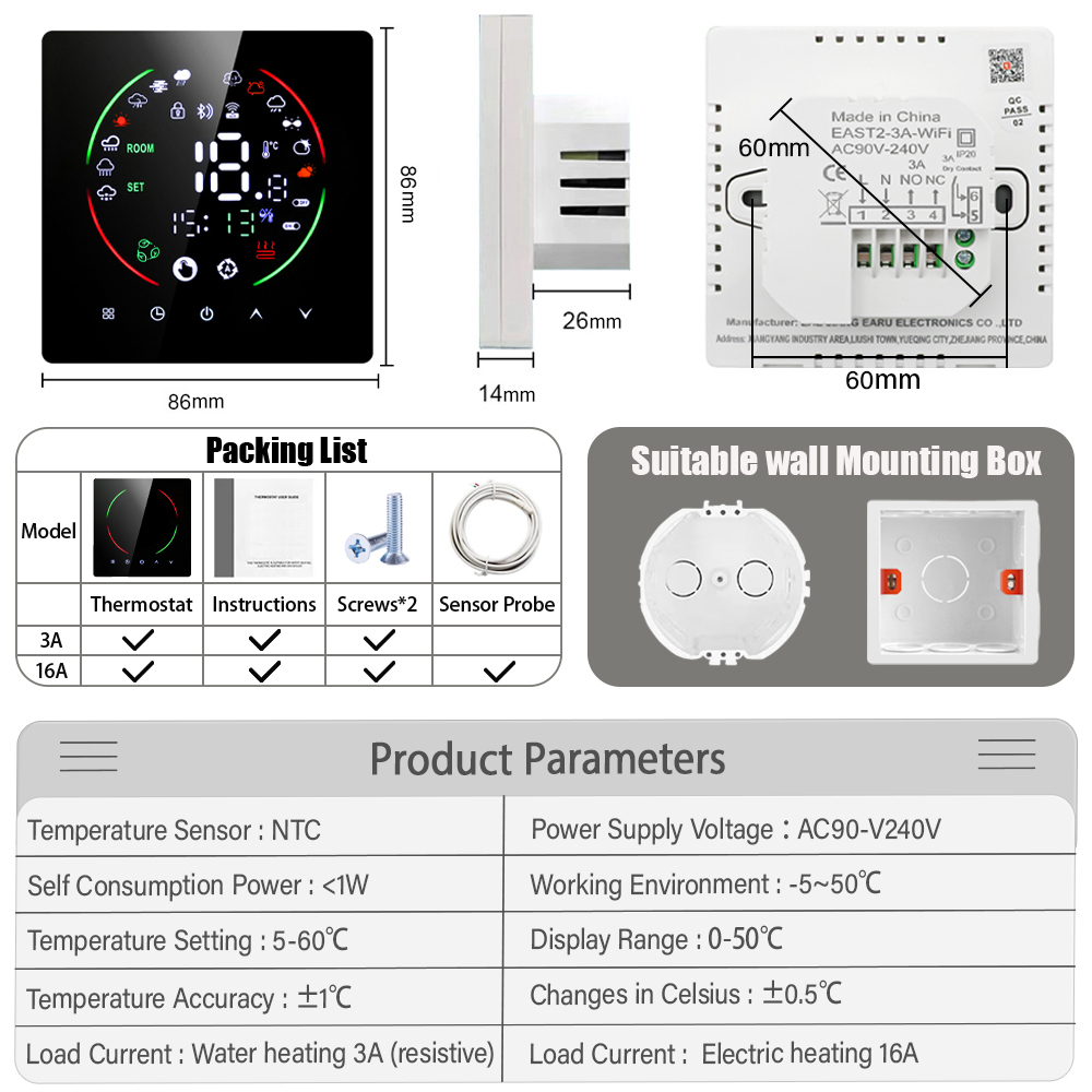 EARU Tuya WiFi Smart Thermosta - Smart Home Kitchen recension och pris