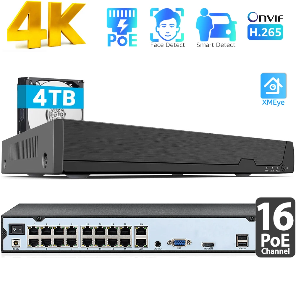 16CH 4K POE NVR (8MP/6MP/5MP/4 - Security Ip Camera recension och pris