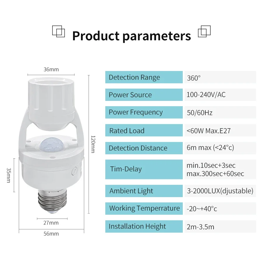 PIR Motion Sensor E27 Bulb Soc - Pir Motion Sensor recension och pris